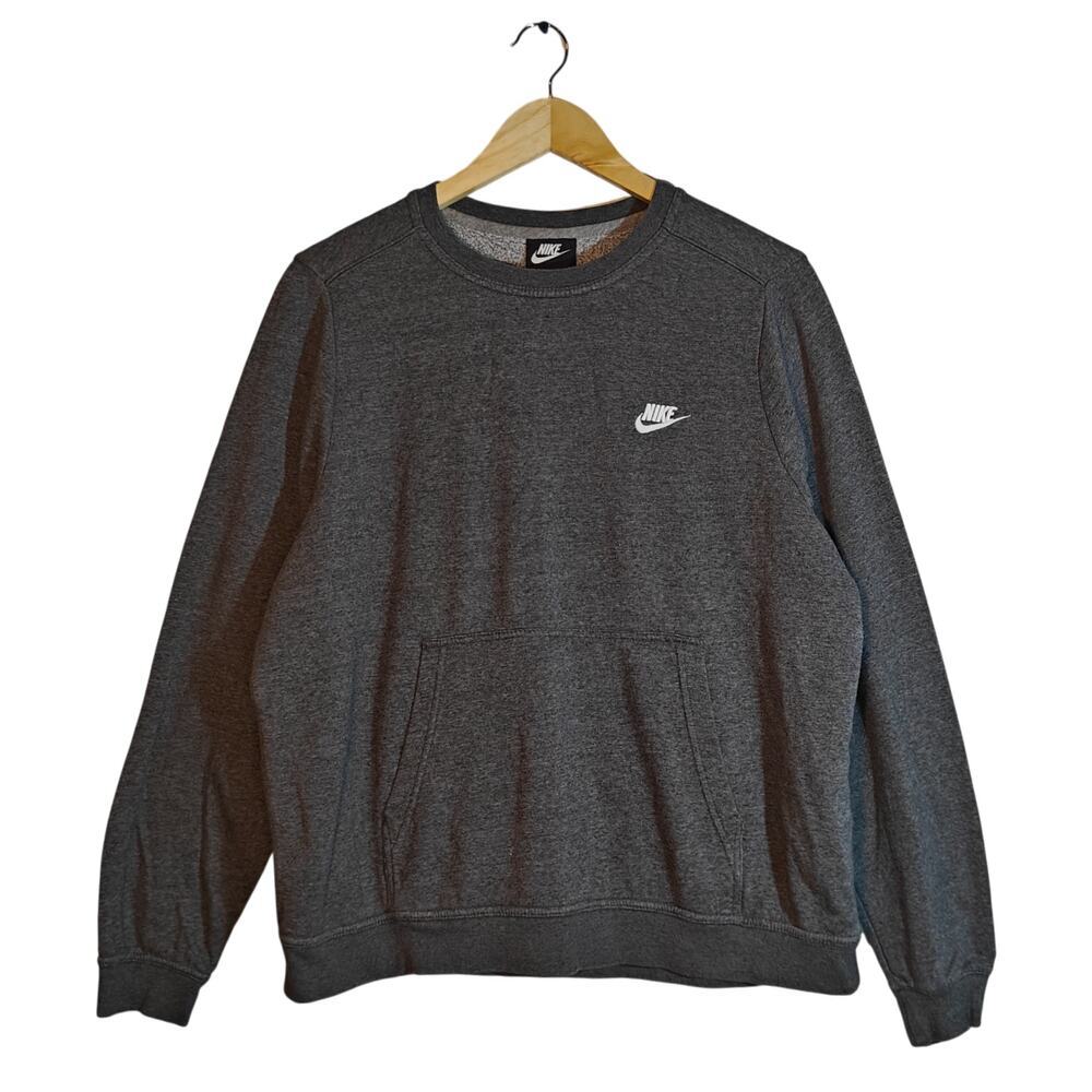 Nike Gray Crewneck Sweatshirt Pullover Pocket Logo XL